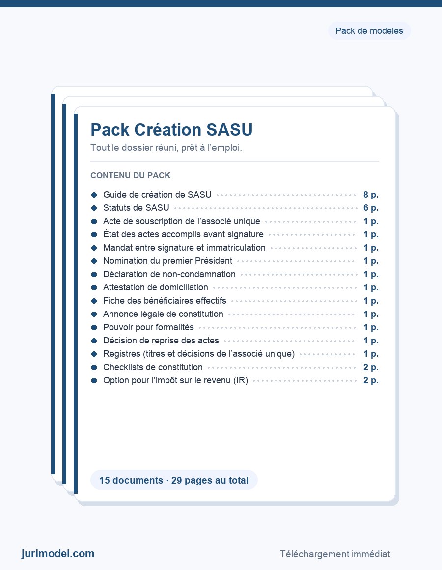 Aperçu du Pack Création SASU